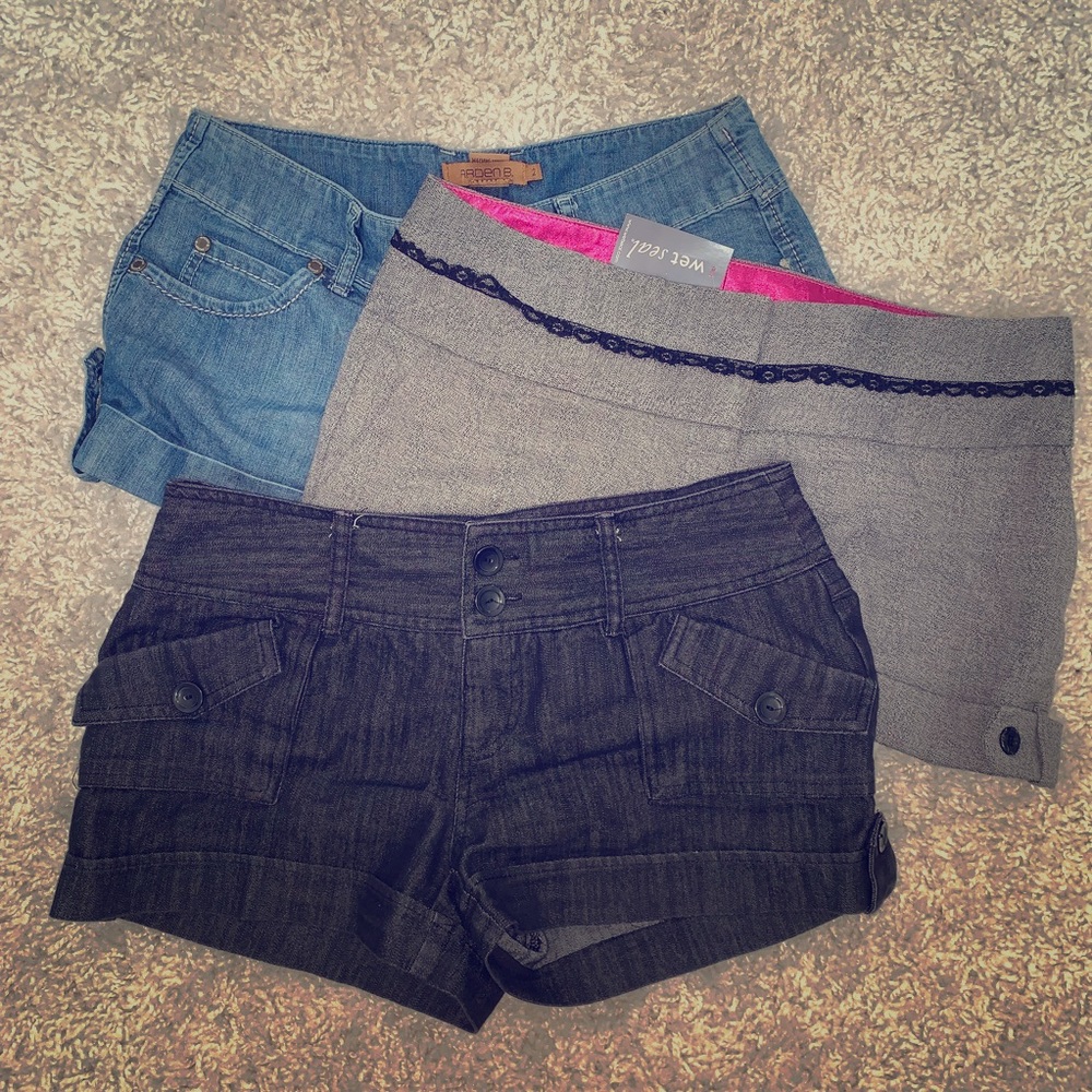 THREE cuffed shorts (size SMALL)